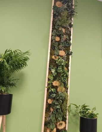 Un très grand cadre végétal réalisé à la main pour décorer un espace de travail